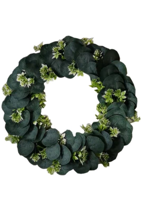 Artificial Eucalyptus Petal Wreath - Light Pink