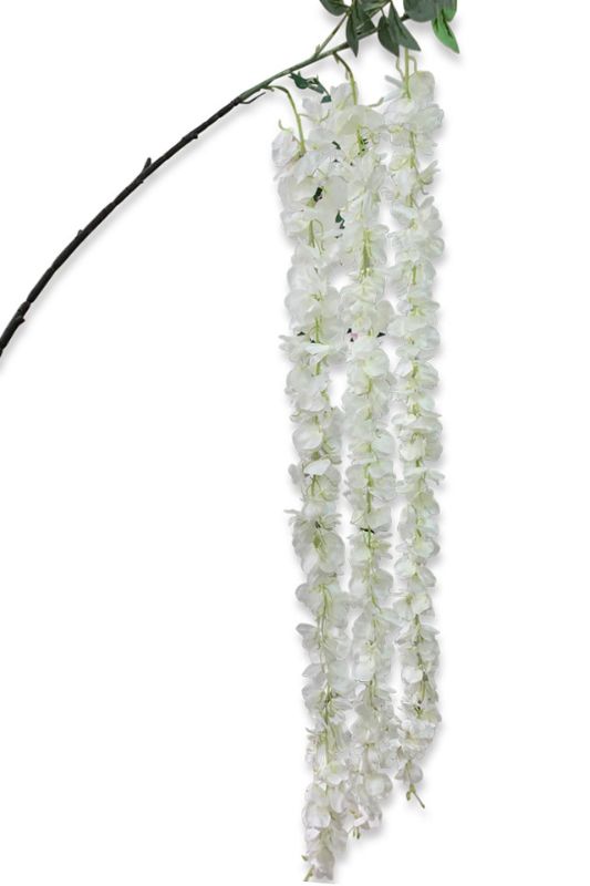 Artificial Trailing Wisteria Spray x 3 - White - Set of 6