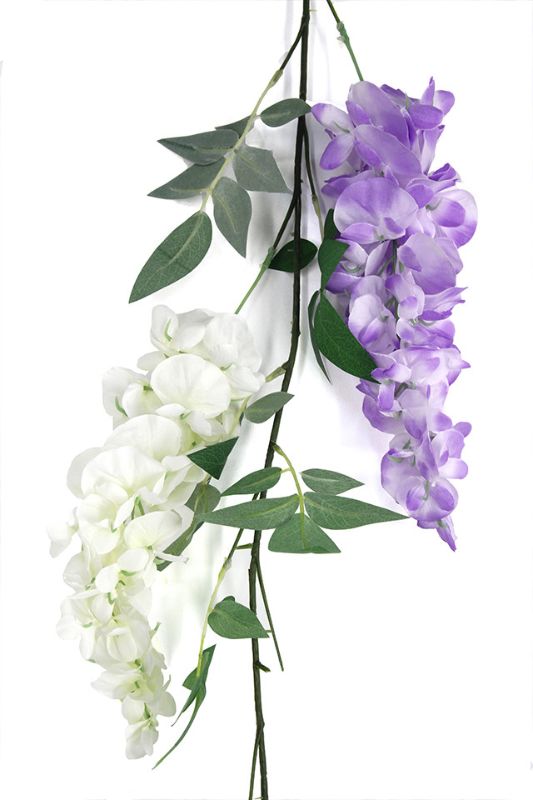 Artificial 7 head WISTERIA trail - White - Set of 10