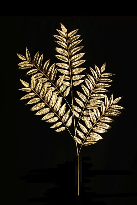 Artificial Ash leaves with 5 branches - Gold - Set of 4