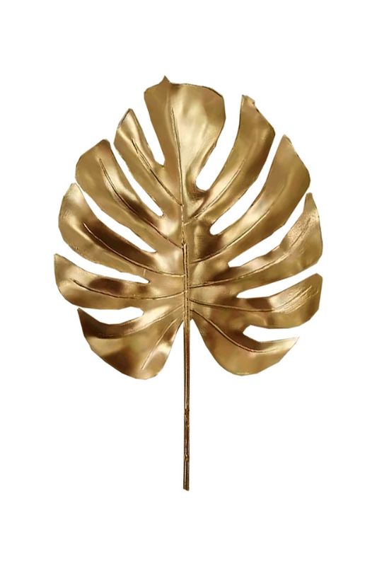 Artificial Monstera Split Philo Leaf - Gold - Set of 4