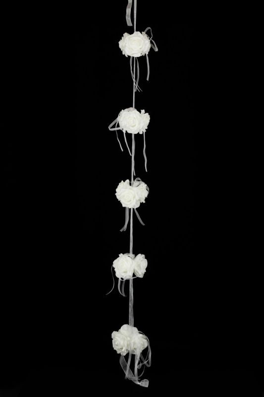Artificial Rose Garland Ribbon Loops - White - Set of 4