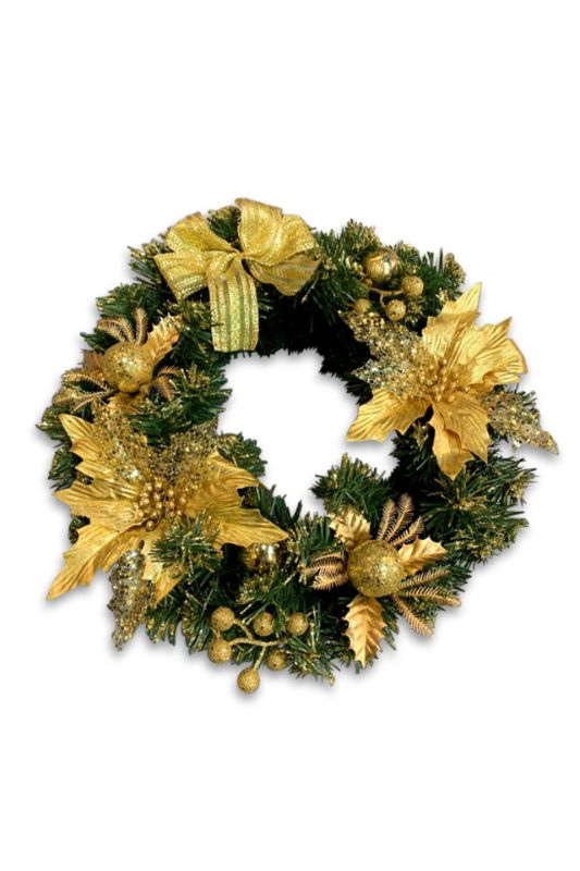 Glitter Christmas Wreath Ring - Gold - Set of 3