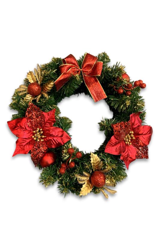 Glitter Christmas Wreath Ring - Red - Set of 3
