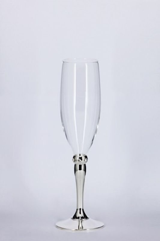 Glass - Silver Plate Champagne Goblet - Clear - Set of 2