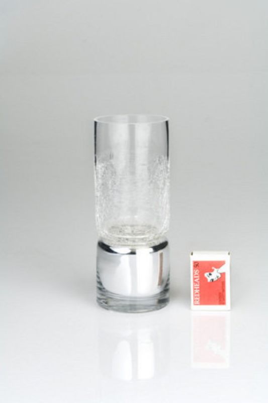 Glass - Cyl on Silv Stand C/holder - Silver