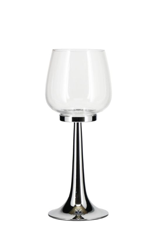 Glass - Chrome Stem Goblet - Silver
