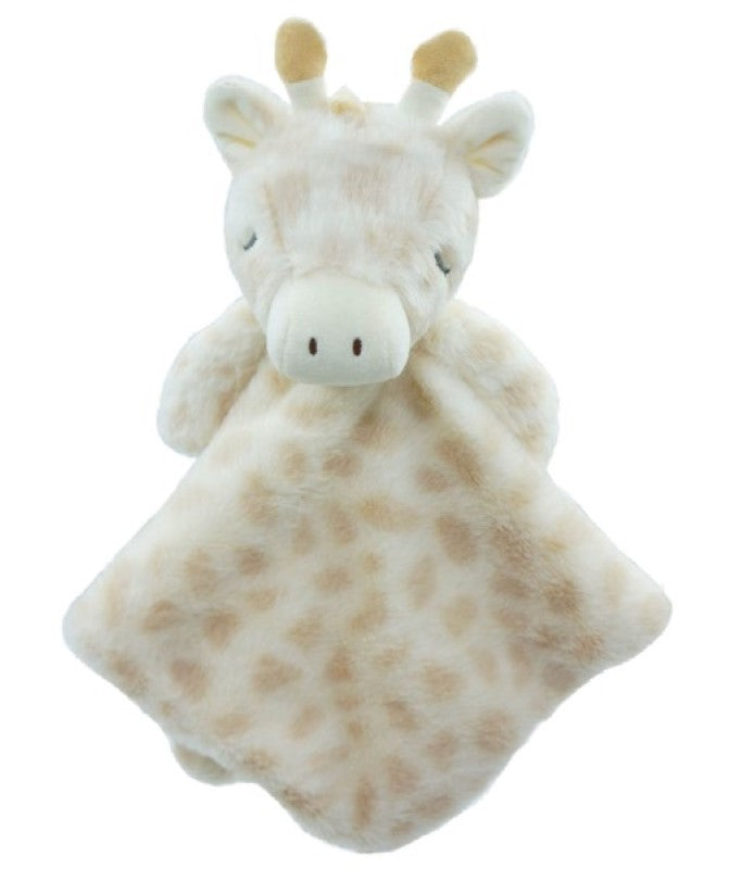 Adorable plush giraffe baby cuddle blanket, 38x36cm, soft and comforting for infants during nap or bedtime.