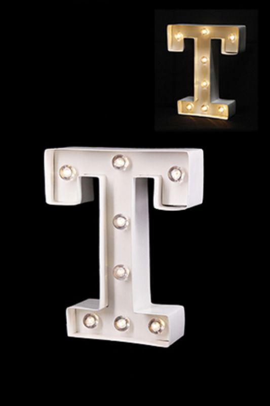 Gloss Card LED Letter 'T' - - Warm White 2 X AAA Battery (Required) - White