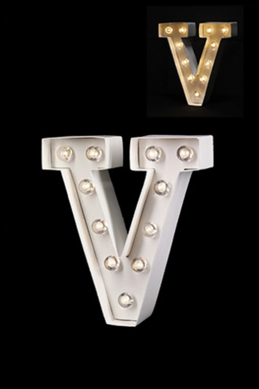 Gloss Card LED Letter 'V' - - Warm White 2 X AAA Battery (Required) - White