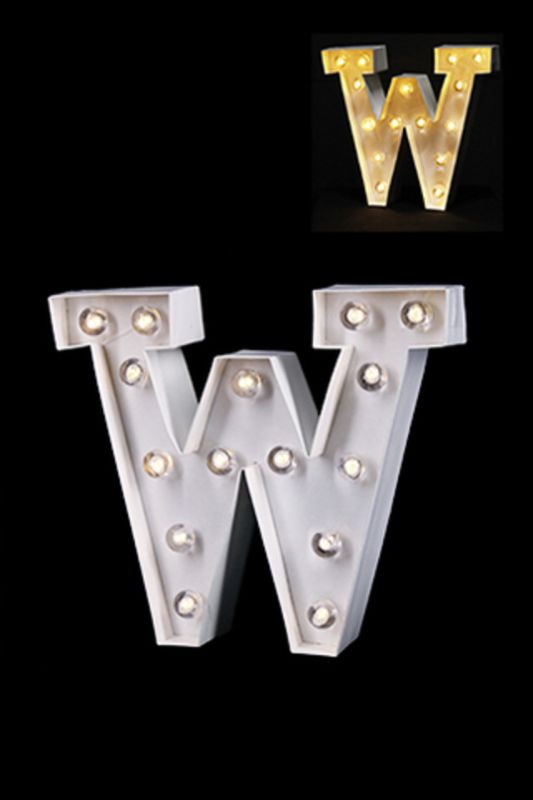Gloss Card LED Letter 'W' - - Warm White 2 X AAA Battery (Required) - White