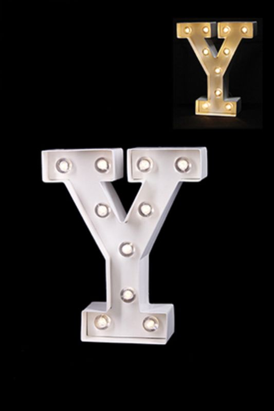 Gloss Card LED Letter 'Y' - - Warm White 2 X AAA Battery (Required) - White