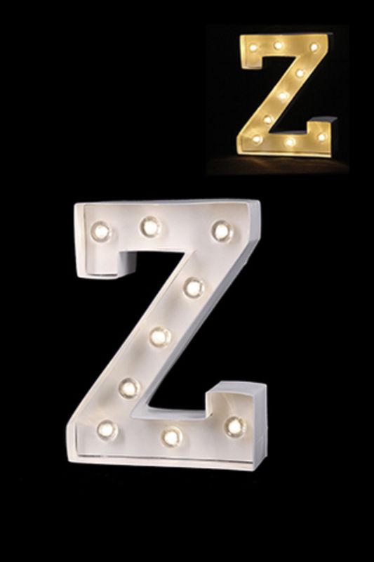 Gloss Card LED Letter 'Z' - - Warm White 2 X AAA Battery (Required) - White