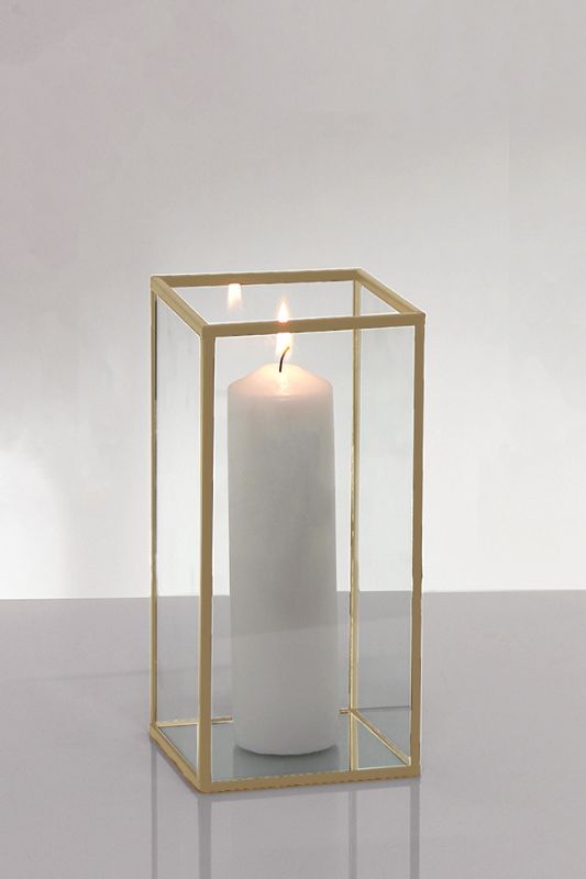 Metal Frame Glass Candle Box - Gold - Set of 12