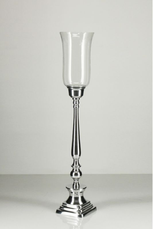Nickel Plated Windlight Candle Stand - Silver