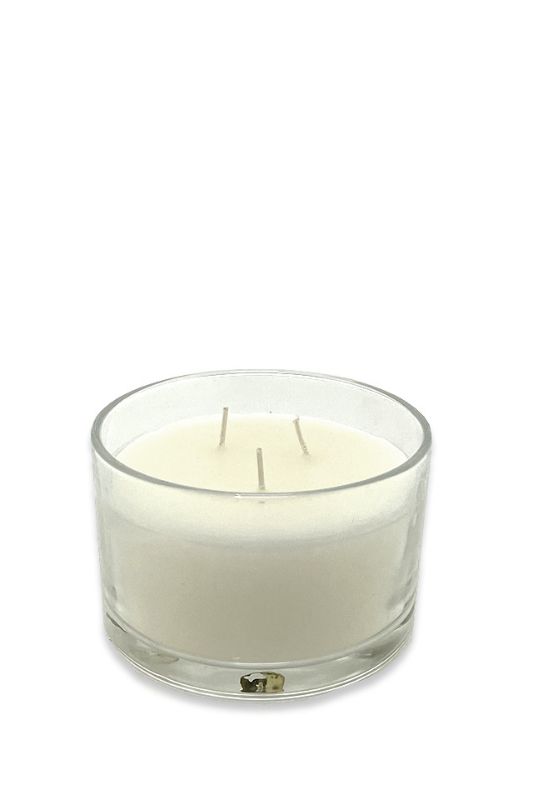 Medium Plain Glass 3 Wick Candle - Clear - Set of 4
