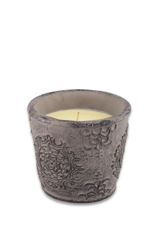 Large Citronella Candle - Cement Pot - Grey - Set of 4