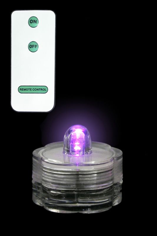 12 x Purple Submersible LED T-Lites w Remote (2xcr2032) - Purple