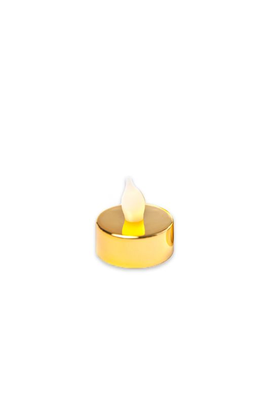 Gold LED T/light 'Flicker' Warm White (1 x cr2032 included) - Gold - Set of 20