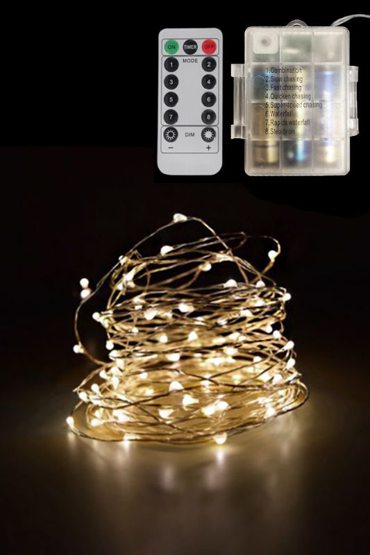 120 x Warm White Waterfall SEED LED String - White