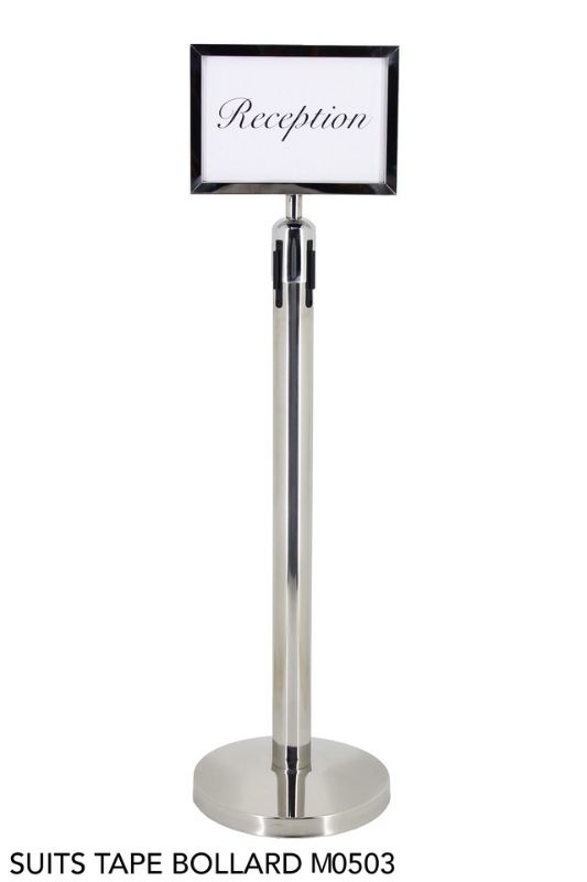 Bollard Sign Holder Landscape (A4) - Suit M0503 - Silver