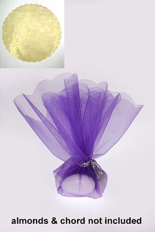 Cut Edge Sheer Round Organza (100Pcs) - White - Set of 5