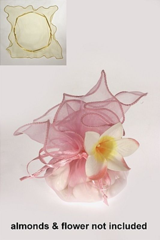 Ribbon Pull Sheer Organza Square (100Pcs) - White - Set of 5