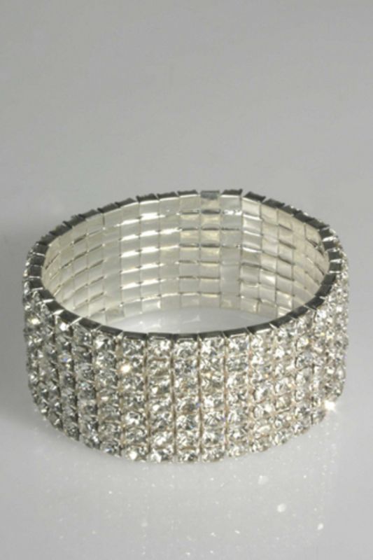 Florist - Diamante Corsage Bracelet (7x40) - Silver - Set of 12