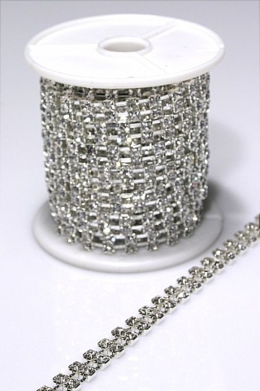 Decorative Garland - Twin Diamante Chain 294 Stone/m 5m/roll - Silver
