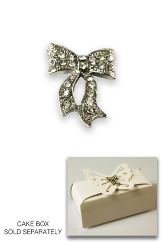 Decorative - Diamante Bow v-Tail - Silver - Set of 12