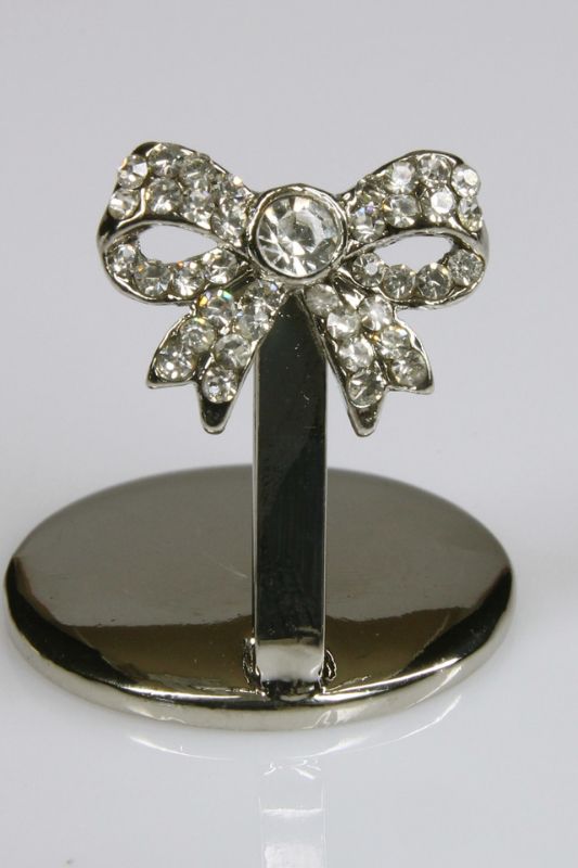 Name Card Holder 'Large Stone Bow' - Silver - Set of 12