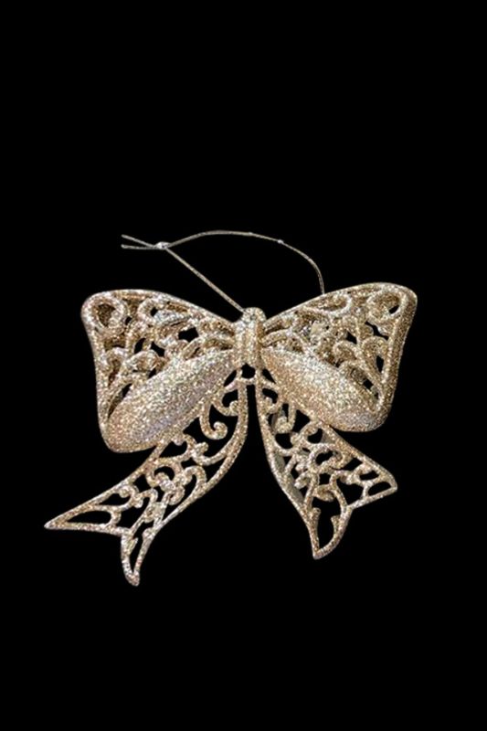 Glitter Scroll Bow Decoration - Gold - Set of 6