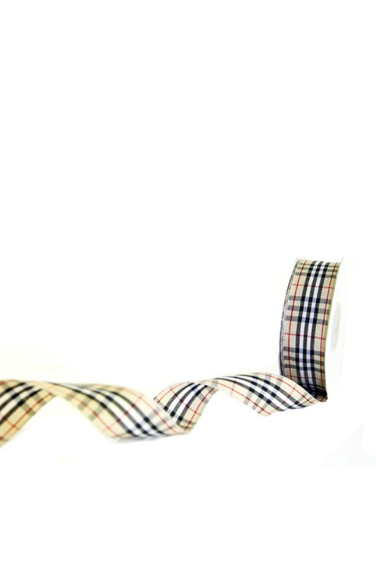 Ribbon - Tartan Ribbon #5 - 23mm - Bone