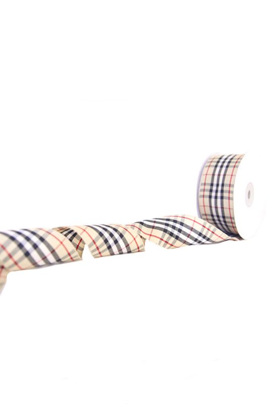 Ribbon - Tartan Ribbon #5 - 38mm - Bone