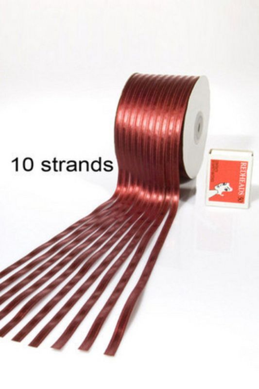 Ribbon - 10 Strand x 6mm x Satin Ribbon - Burgundy - Set of 2
