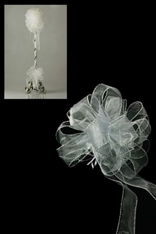 Ribbon - Pull Bow Silver Edge - Silver - Set of 20