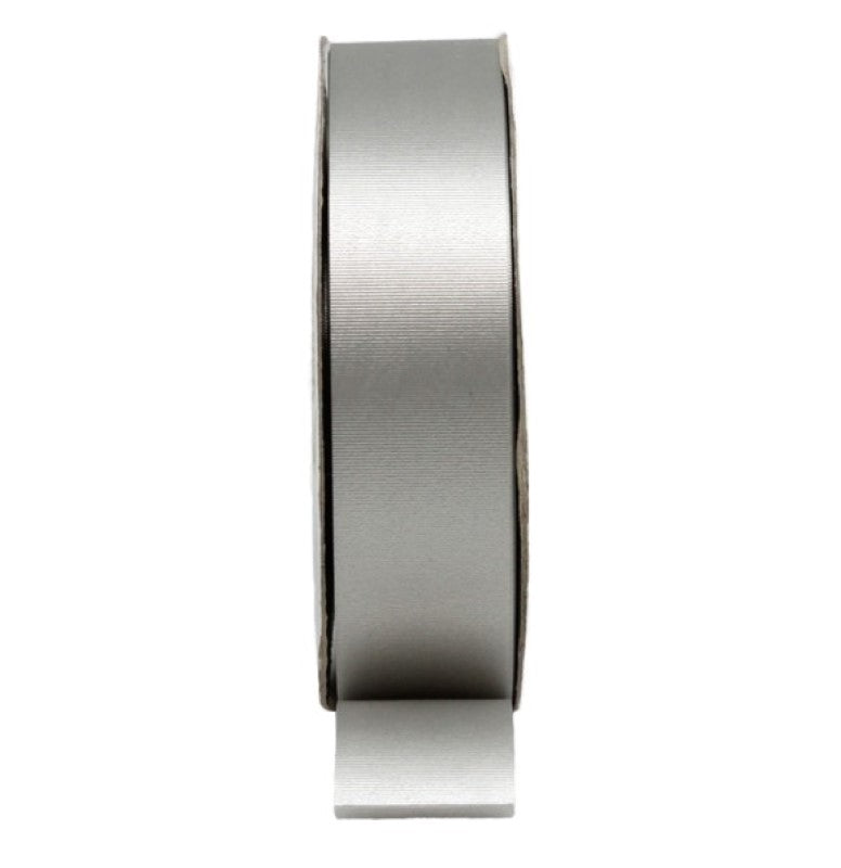 Elegant silver tear ribbon, 30mm wide and 90m long, perfect for gift wrapping and crafts.