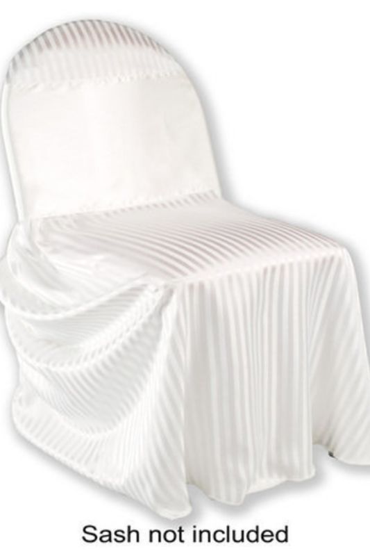 Bag Chair Cover Satin Stripe - White - Set of 10
