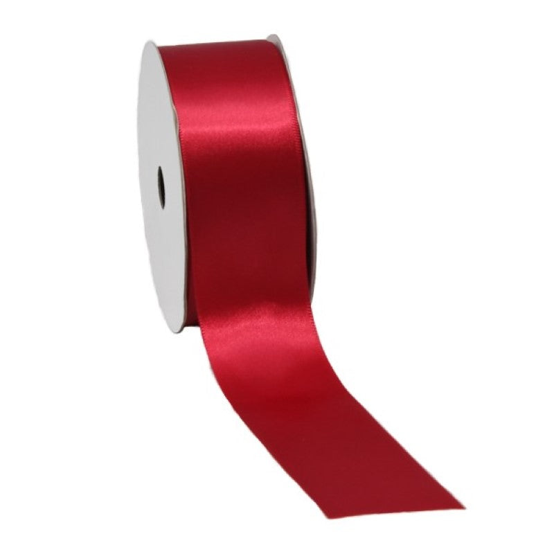Satin Single Face Ribbon in Cranberry