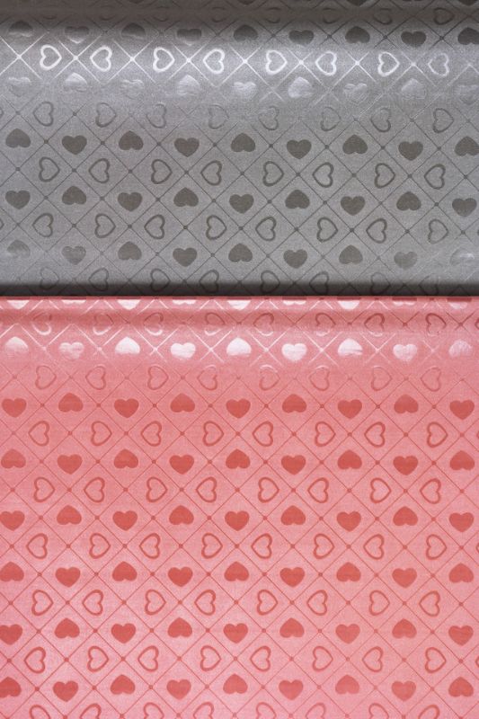 Decorative Wrap - Geo Heart Embossed Paper (20 sheets) - Silver