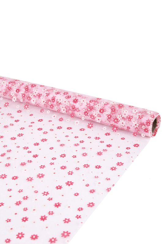 Decorative Wrap - Flower Pattern on Sheer Wrap - Pink