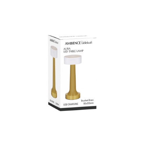 Ambience Aura Cordless LED Table Lamp Brushed Brass - Tablekraft
