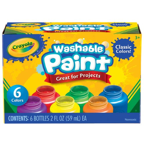 Crayola Washable Kids Paint Pots Classic Colours 6Pk