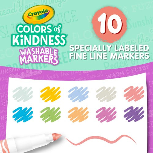 Crayola Colors of Kindness Fineline Washable Markers 10Pk