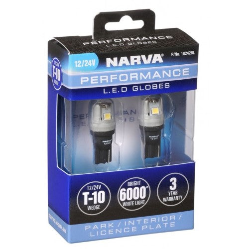 12/24V T10 LED WEDGE GLOBE 2 PACK