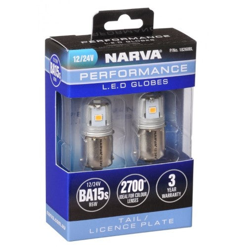 12/24V BA15S R5W LED GLOBES 2 PACK