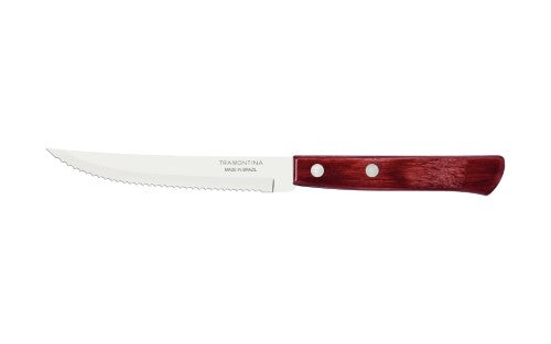 Churrasco Steak Knife Serrated Narrow Blade Polywood Red 5", 11cm - Tramontina