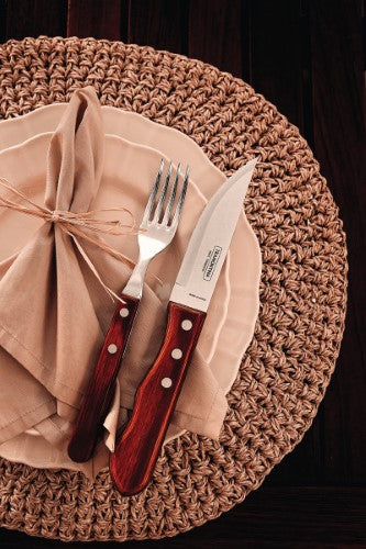 Churrasco Steak Knife Jumbo Serrated Wide Blade Polywood Red 5", 12cm - Tramontina