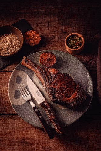 Churrasco Steak Knife Jumbo Serrated Wide Blade Polywood Brown 5", 12cm - Tramontina