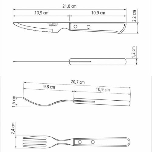 Churrasco Spanish Steak Cutlery 12 Piece Set - Brown - Tramontina